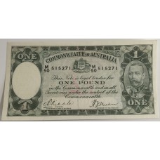 AUSTRALIA 1933 . ONE 1 POUND BANKNOTE . RIDDLE/SHEEHAN